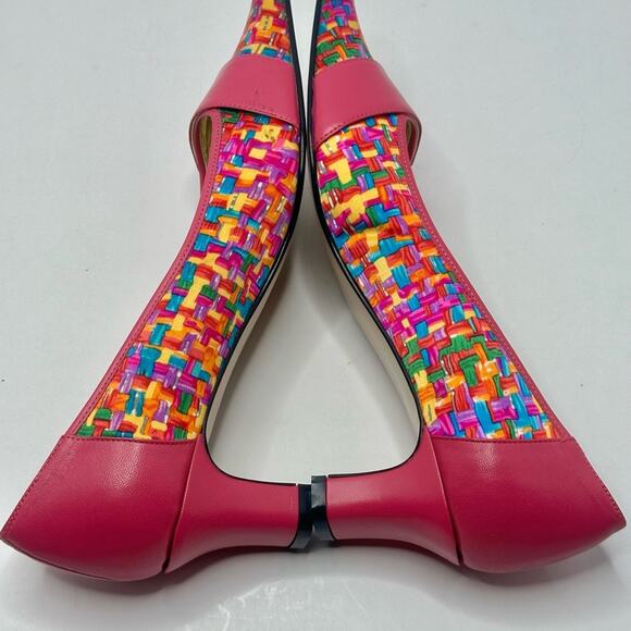 VINTAGE J. Renee Multi-Color Patterned Fabric  HOT PINK “ LIBBY” Heel Size 9 M - Picture 3 of 12